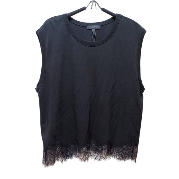 Rag & Bone Tops - Rag & Bone Womens S Black Lace Trim Muscle Tank Chic Layering Elevated Basic